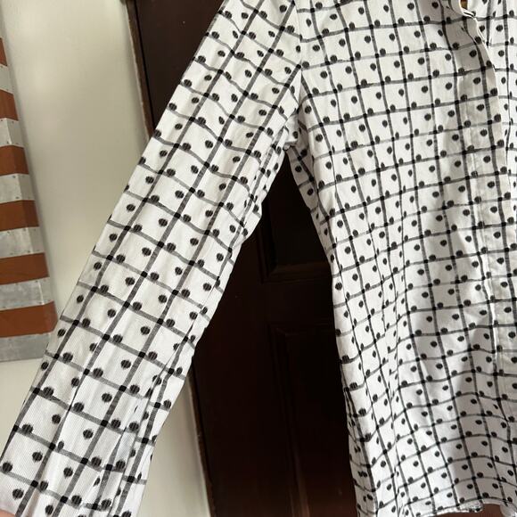 & OTHER STORIES | Windowpane Plaid Polka Dot Button Down Blouse | Size 4 - Picture 4 of 6